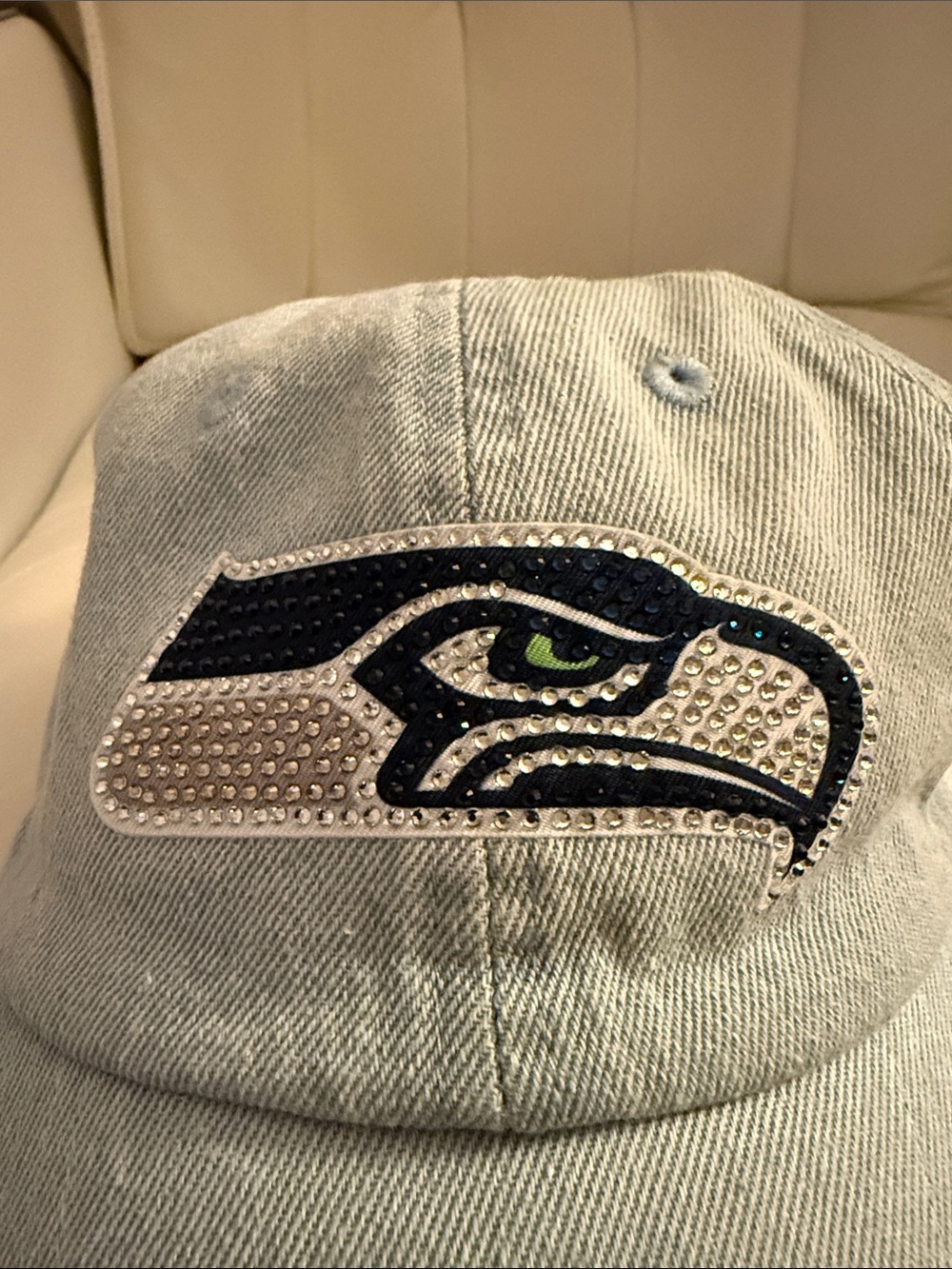 Denim Rhinestone Seattle Seahawks cap hat - Picture 3 of 6